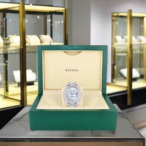 นาฬิกาแม่ของไข่มุกหน้าปัดมอสซาไนต์-ทำด้วยมือเป็นประกายนาฬิกาอะนาล็อกเพชรหรูหราราคาไม่แพงที่เป็นมิตรกับซัพพลายเออร์ของอินเดีย - Product Image 6