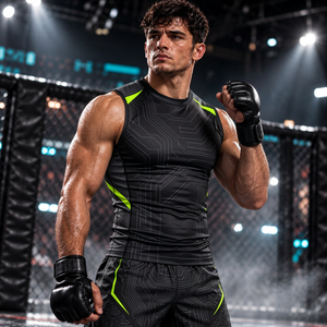 Camiseta de compresión sin mangas de nailon y spandex de 200 GSM con elasticidad en cuatro direcciones para academias de entrenamiento de rash guards. - Product Image 2