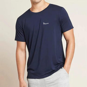 Camiseta Azul de Manga Corta para Hombre con Logotipo Personalizado, Lavado Ácido, 100% Algodón, 220g, Alta Calidad, Estilo Casual - Product Image 6