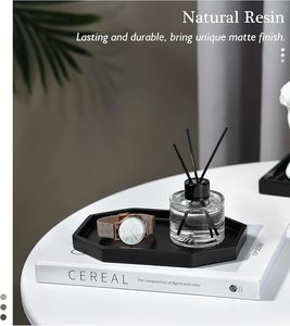 Bandeja de resina para baño, joyería, anillos, pequeña bandeja octogonal para perfumes, para tocador, encimera, bandeja decorativa para velas, bandeja para cocina - Product Image 2