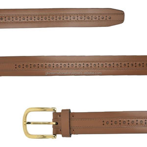 Ceinture décontractée en cuir marron pour homme, de haute qualité, faite à la main, de créateur, avec boucle métallique, longue durée de vie. - Product Image 6