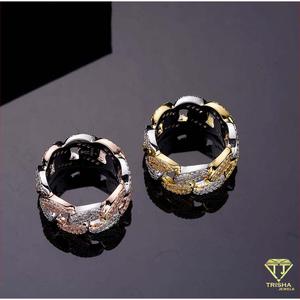 แหวนเพชรโมอิสซาไนต์ Royal Link พร้อมเงินแท้ 925 สำหรับเครื่องประดับแฟชั่นฮิปฮอประดับพรีเมียมขายส่ง - Product Image 3