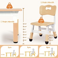 Ensemble table et chaises pour enfants, réglable en hauteur, en plastique et bois, moderne, Montessori, écologique, pour garderie, crèche et école maternelle