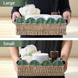 Set of 2 seagrass rectangle scalloped serving tray made in Vietnam with wholesale price - Product Image 3