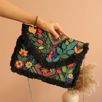 Dompet Clutch Bordir India Buatan Tangan Berkualitas Tinggi Wanita Mewah Mode Etnik Tas Pesta Pernikahan Dekorasi Cermin Berhias Manik-manik