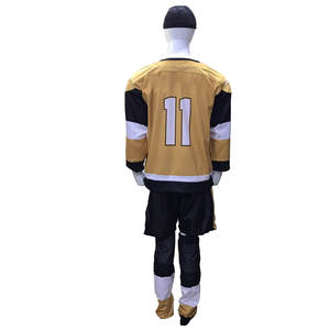 Custom Ice Hockey Uniform Men's 100% Polyester Moisture Wicking Three Quarter Sleeve Team Jersey With Number 11 Back Print - Product Image 6