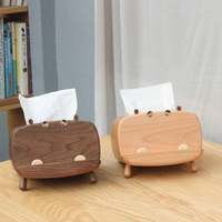 Porte-mouchoirs en bois mignon, design autoportant, finition bois naturel, pour usage domestique, fabriqué au Vietnam