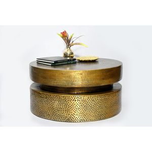 <b>Round</b> Brass Coffee <b>Table</b> With Storage Handmade Antique Finish Transitional Living Room Furniture - Product Image 1
