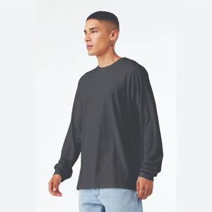 T-shirt à manches longues pour homme, col rond, coupe classique, style décontracté, couleur unie, jersey tricoté en coton - Product Image 3