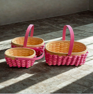 Unique Triangular Woven <b>Bamboo</b> Storage <b>Basket</b> Elegant purple Patterns Eco-Friendly Luxury Style Hanging Functional Design for - Product Image 4