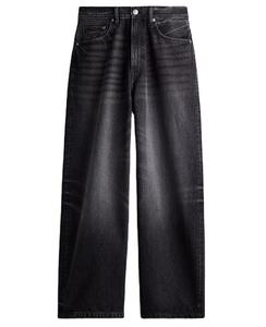 Jeans de Mezclilla Ecológicos de Cintura Alta y Pierna Ancha, Corte Regular, para Mujer, Casuales, Largos, de Color Sólido, con Abertura Asimétrica - Product Image 1