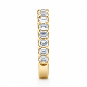 Bague de mariage demi-éternité classique en or jaune 14 carats avec diamant de laboratoire taille émeraude 2,55 carats, certifiée IGI, bijoux personnalisés OEM - Product Image 2