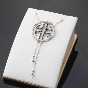 Handmade DIY S925 <b>Silver</b> Multi-Bead <b>Long</b> Sweater <b>Chain</b> Necklace Adjustable 53cm Length Fashionable Jewelry Accessories - Product Image 5