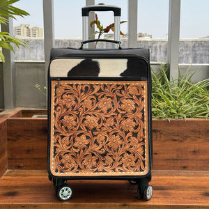 Luxury Travelling Luggage Set Latest Design Hand Tooled Leather Wheel <b>Trolley</b> Suitcase Business Travel Multi-functional Suitcase - Product Image 4