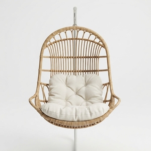 Handcrafted natural rattan <b>hanging</b> egg chair cushioned swing lounge <b>seat</b> outdoor indoor balcony patio furniture setup product - Product Image 1
