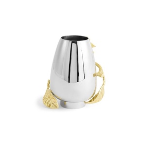 Jarrón de lujo Saleem International 2026 con diseño de granada, color plateado, de metal, con hoja de ginkgo marrón dorado - Product Image 6