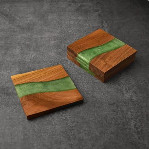 Premium Handmade Epoxy Resin Wooden <b>Walnut</b> Coasters with Model Pattern for Minimalist <b>Coffee</b> <b>Tables</b> Kitchen Counters-Best Price - Product Image 4