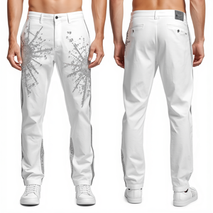 Pantalones de Lujo para Hombre, Corte Relajado, con Pedrería y Diseño Artístico de Cristales Glaciar, Estilo Moderno y Premium - Product Image 4