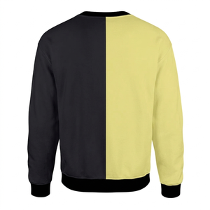 Sudadera de Invierno Bicolor con Contraste, Amarillo Pálido y Negro, Diseño Dividido, Venta al por Mayor, Sudadera Urbana para Hombre, Forro Polar Sólido Vertical - Product Image 2