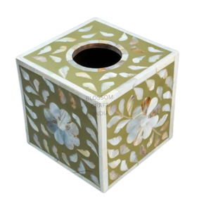 Porta pañuelos con incrustaciones de hueso, hecho a mano, de madera, diseño decorativo de lujo, elegante adorno para sala de estar, dormitorio u oficina - Product Image 3