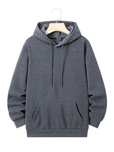 Sweat-shirts à capuche pour hommes, automne-hiver, pull-over décontracté, couleur unie, coupe classique, sweat-shirt de mode pour l'extérieur, 100% coton - Product Image 3