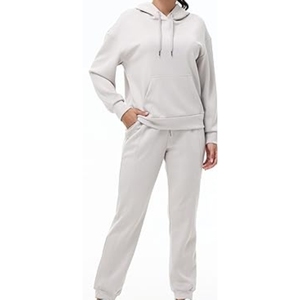 Sweat-shirt à capuche oversize en molleton gris chiné pour femme, 100 % coton premium, style streetwear, coupe décontractée - Product Image 4