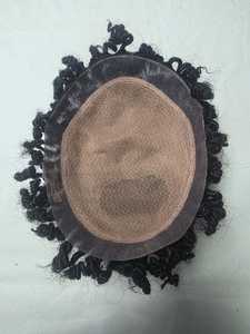 Peluca de Encaje Completo con Cabello Natural Negro Rizado para Hombre, Sistema de Reemplazo Capilar, Ondas Afro 8X10 - Product Image 5