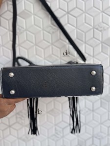 New Designer Hand Tooled Leather Fringe Checkered Pattern Genuine Leather <b>Handbag</b> <b>Big</b> Size Shoulder Strap For Women Daily Use - Product Image 5