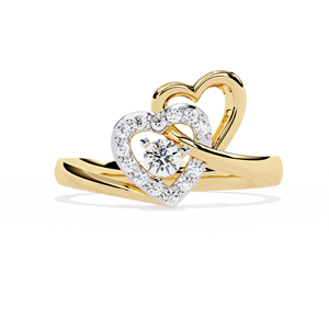 Anillo de oro macizo de 14k con diamante de corte redondo en forma de corazón para mujer, diseño de flor, para regalo, compromiso, aniversario, boda - Product Image 1