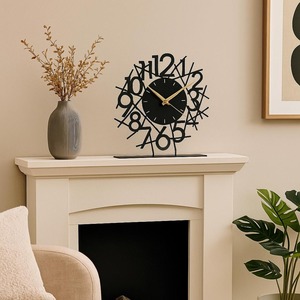 Black Metal Tabletop <b>Clock</b> Modern Desk Timepiece For Stylish Home Decor Elegant Office Accent Bedroom Side <b>Table</b> Decor And Gift - Product Image 6