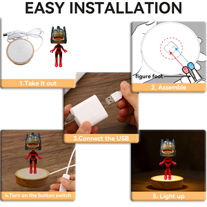 Lámpara Nocturna LED HelmeTeam Glitter Mars con Base Luminosa, Cable USB, Control de un Botón, Brillo Suave, Tamaño Pequeño, 2700K, Blanco Cálido Suave - Product Image 2