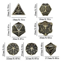 Ensemble de 7 dés métalliques DND à motif d'épée et éclaboussures de sang, dés polyédriques pour jeux de rôle sur table