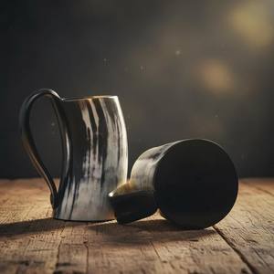 Ensemble de 2 cornes à boire vikings médiévales en corne de buffle pour bière - Product Image 2