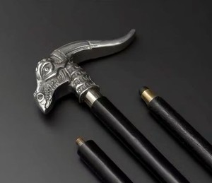Canne de marche vintage pliable en métal avec tête de dragon, poignée sculptée, manche en bois naturel, réglable en 3 sections, pour la randonnée en plein air - Product Image 4