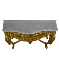 Table d'entrée à la feuille d'or avec dessus en marbre et bois sculpté à la main Table console Table d'entrée pour hôtel et meubles de maison classiques