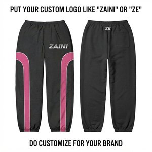 Zaini Enterprises Premium 120 GSM Polyester/Nylon Windbreaker Pants Black <b>Pink</b> Curved Panels Drawstring Closure Autumn - Product Image 1