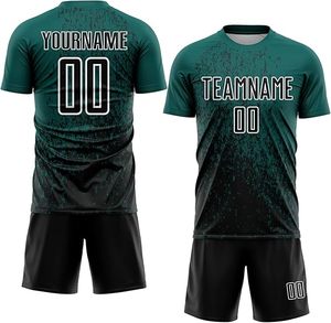 เสื้อฟุตบอลชายสีเขียวดำแบบซับลิเมชั่นพร้อมชื่อทีมและหมายเลข แขนสั้น ระบายเหงื่อได้ดี - Product Image 1