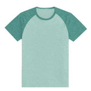 Camiseta de Hombre con Cuello Redondo y Manga Raglán en Color Verde Azulado, Tejido de Punto, Corte Regular, Diseño Liso Teñido en Color Sólido - Product Image 1