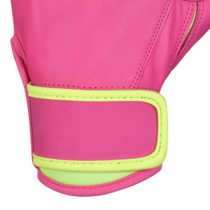 Guantes de Bateo de Béisbol de Cuero Rosa Vibrante Personalizados - Guantes de Bateo Transpirables de Alto Impacto con Ribete Verde Neón Antideslizante - Product Image 4