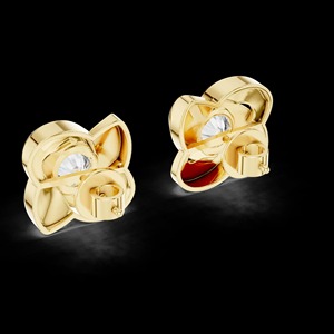 Floral Bloom Moissanite <b>Stud</b> Earrings, Windmill Design <b>Silver</b> <b>Studs</b>, Large Sculptural Statement Jewelry - Product Image 5
