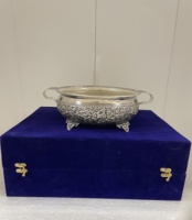 Bol décoratif Uruli gravé à la main en argent allemand, artisanat indien, décoration de la maison, centre de table, cadeaux de mariage
