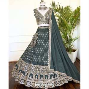 Lehenga Choli de qualité supérieure en Faux Georgette Star avec broderie Jari lourde et double sequins, exportateur indien - Product Image 5
