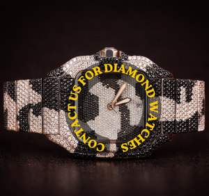 Nouvelle montre de luxe en moissanite, bicolore noir et blanc, entièrement pavée, boîtier carré avec caractéristiques classiques - Product Image 1