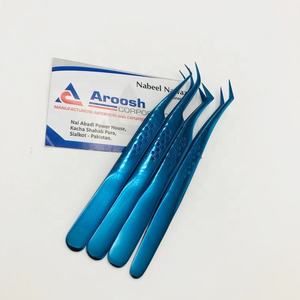 Pinzas de extensión de pestañas con agarre de estrella de acero inoxidable de alta calidad, Color azul de plasma, Punta puntiaguda hermosa sostenible - Product Image 5
