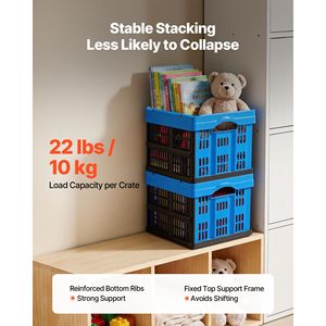 25L <b>Plastic</b> Collapsible Storage Bins 3 Pack Stackable Folding Storage Crates Handles Foldable He Fabric <b>Baskets</b> Bins Holds Bin - Product Image 2