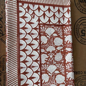 Handblock Printed <b>Tablecloth</b> Brown and White Vintage <b>Tablecloth</b> Farmhouse Decor Wedding <b>Tablecloth</b> Custom Size Cotton Tablecover - Product Image 5