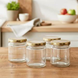 Pot en verre rond avec couvercle en métal, récipient alimentaire réutilisable pour la cuisine, le garde-manger, les épices, les herbes, les bonbons, les biscuits. - Product Image 5