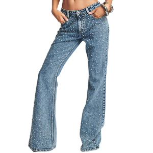 2026 PRINT CRAFT SPORTS New Design Sparkling Crystal Men's <b>Women's</b> Flare <b>Jeans</b> Casual Regular Fit Polyester High <b>Elastic</b> - Product Image 4
