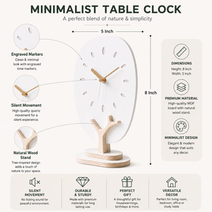 <b>Table</b> <b>Clock</b> for Home Decor 8 Inch Wooden Desk <b>Clock</b> With White MDF Face Silent Quartz Movement Modern Desktop <b>Clock</b> - Product Image 2