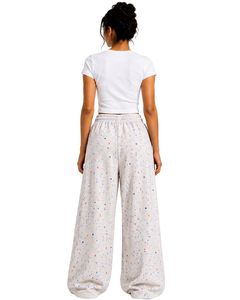 Customized <b>White</b> Paint Splatter Women Wide Leg Sweatpants High Waist Casual Streetwear Lounge Fleece Trousers With Pockets - Product Image 2